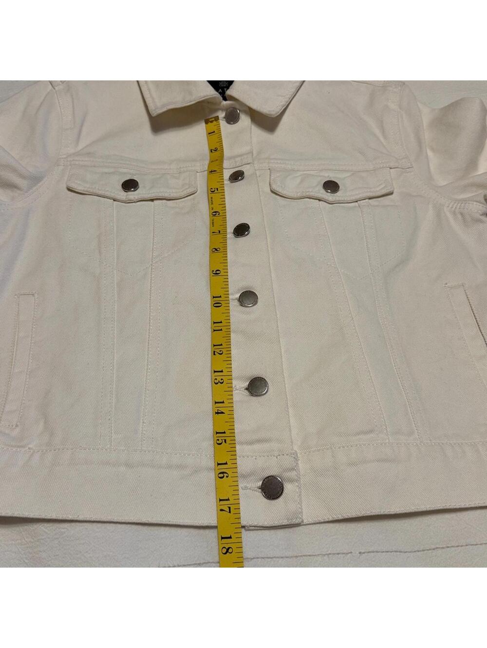 Bagatelle Collection White Denim Jean‎ Jacket Button Front Women's Medium - Picture 5 of 7